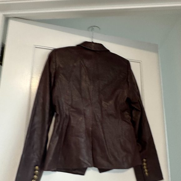 NWT Veronica Beard Gail Dickey Leather Blazer Jacket Notch Lapel Sz 4 in Oxblood - Picture 11 of 13